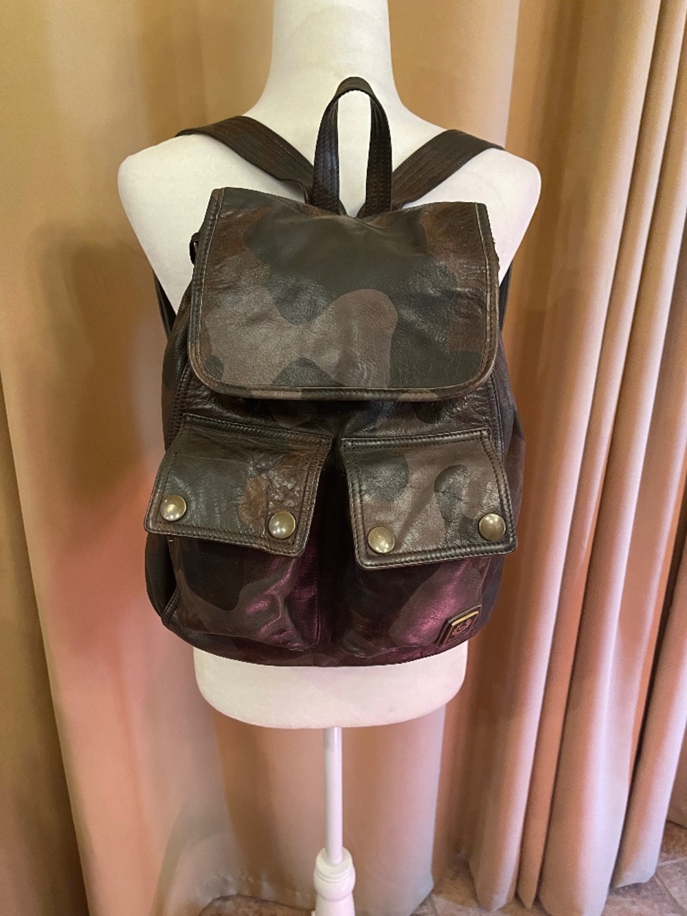 Belstaff Roadmaster Camouflage Leather Backpack New! Retail $428